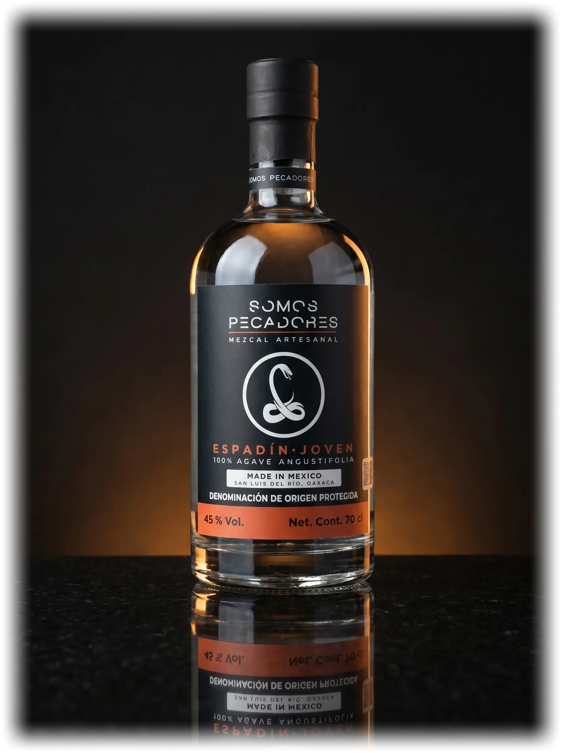 Somos Pecadores Young Espadín mezcal bottle